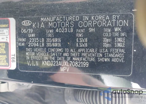 2020 Kia Soul Lx из США, поврежденный, VIN KNDJ23AUXL7082199